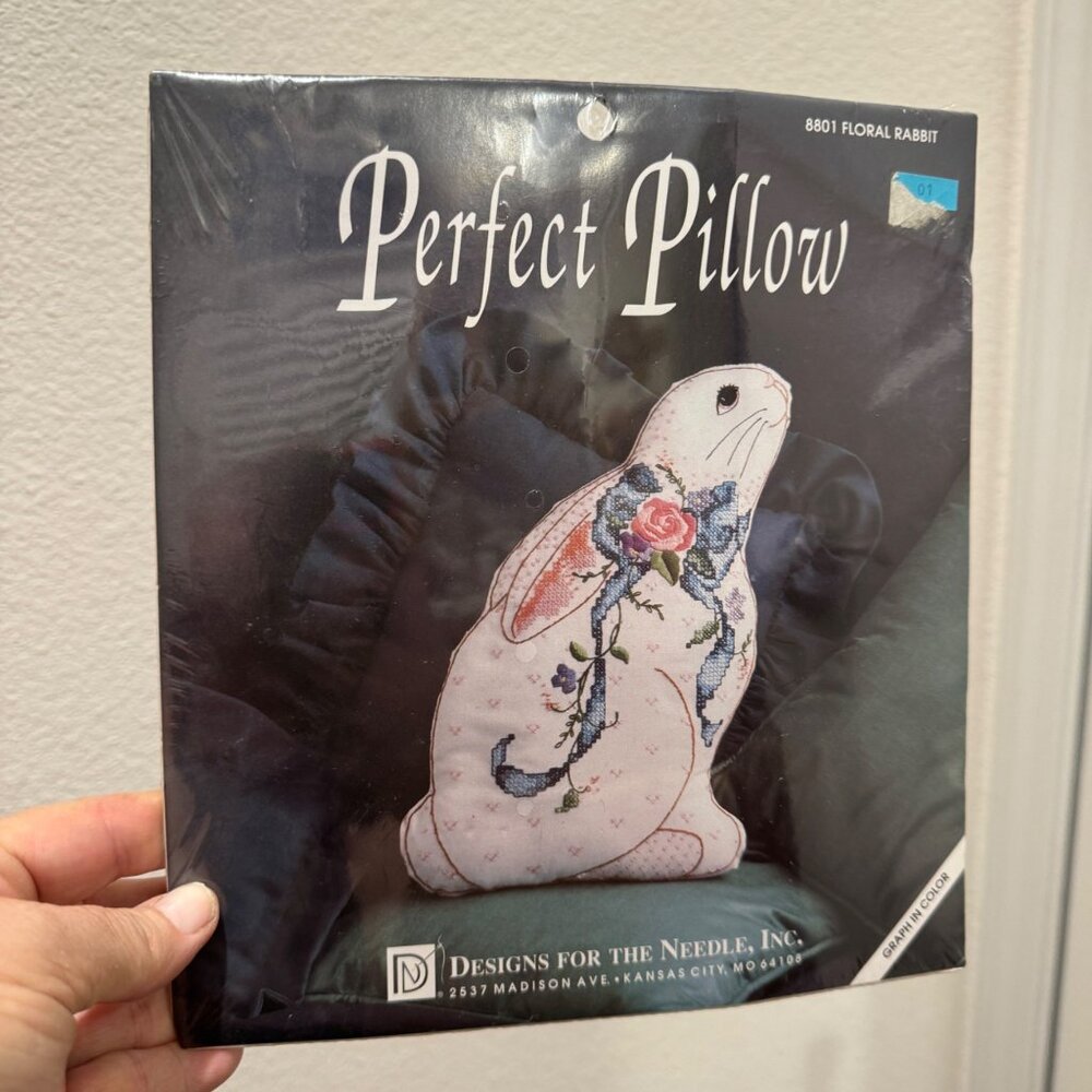 Designs for the Needle Perfect Pillow 8801 Floral Rabbit cross-stitch kit Easter